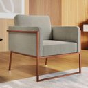 Ver imagem 1 de Poltrona em Linho M04 Estrutura em Ferro Mais Decor Cobre/areia