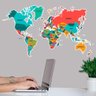 Adesivo de Parede Mapa-Múndi Colorido-Grande 100x58cm - 1