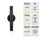 Ver imagem 5 de Kit 2 Arandela Foco Duplo Slim Palito - Preto + Led Gu10