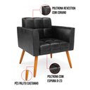 Ver imagem 6 de Kit 1 Sofá Namoradeira e 2 Poltronas Elisa Corano Preto Pés Palito Castanho - D’Rossi