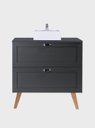 Ver imagem 3 de Gabinete para Banheiro com Tampo Cuba e Espelheira 80cm Retro Mdf Grafite Milano - On Móveis