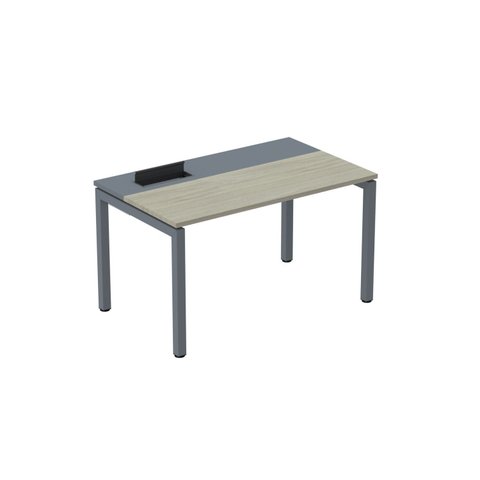 Escrivaninha Mesa Escritório Plataforma para 1 Pessoa com Caixa de Tomada Psc 110cm Industrial Nogueira Casablanca e Grafito Bege
