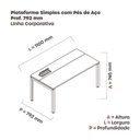 Ver imagem 3 de Escrivaninha Mesa Escritório Plataforma para 1 Pessoa com Caixa de Tomada Psc 110cm Industrial Branco