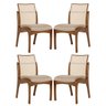 Kit 4 Cadeiras para Mesa de Jantar Lisboa com Encosto Tela Madeira Maciça Linho Bege M58 Rmi - 1
