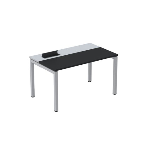 Escrivaninha Mesa Escritório Plataforma para 1 Pessoa com Caixa de Tomada Psc 110cm Industrial Preto e Cinza