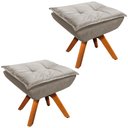 Ver imagem 1 de Kit 2 Puff's Decorativos Base Giratória em Madeira Charger Suede Nude - Gran Belo