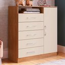 Ver imagem 1 de Cômoda Rubi 1 Porta 5 Gavetas Freijó/Off White - Irm Móveis