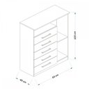 Ver imagem 4 de Cômoda Rubi 1 Porta 5 Gavetas Freijó/Off White - Irm Móveis