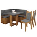 Ver imagem 2 de Conjunto Canto Alemão Baú América com Mesa de Jantar Retangular 1,20x80 e 2 Cadeiras Dalas Yescasa Cinza/Mel/Brilho/Grafite
