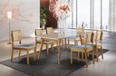 Ver imagem 1 de Conjunto Sala de Jantar 6 Lugares Aline Mesa e Cadeiras Madeira Maciça Encosto Telinha