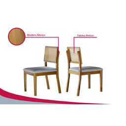 Conjunto Sala de Jantar 6 Lugares Aline Mesa e Cadeiras Madeira Maciça Encosto Telinha - 3