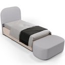 Ver imagem 5 de Cabeceira Cama Box 100cm Lanna com Puff Recamier Doha W01 Linho Cinza - Lyam Decor