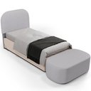 Ver imagem 1 de Cabeceira Cama Box 100cm Lanna com Puff Recamier Doha W01 Linho Cinza - Lyam Decor