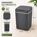 Ver imagem 7 de Lixeira Sensor Infravermelho 16 Litros Automatica Cinza Escritorio Banheiro Casa