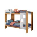 Ver imagem 2 de Beliche Infantil Vegas com Proteção Lateral e Escada Frontal 198cm Amadeirado/Branco - Tigus