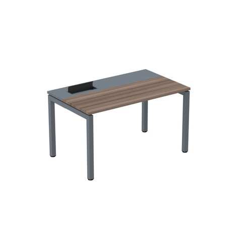 Escrivaninha Mesa Escritório Plataforma para 1 Pessoa com Caixa de Tomada Psc 120cm Industrial Marrom e Cinza