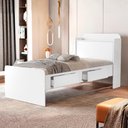 Ver imagem 7 de Cama Solteiro com Bau 2 Gavetas Mdf 220x98 Cm Tamires Branco Decmade
