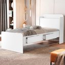 Ver imagem 2 de Cama Solteiro com Bau 2 Gavetas Mdf 220x98 Cm Tamires Branco Decmade