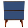 Mesa de Cabeceira Quarto Pés Palito Gaveteiro Madeira Peroba do Campo 60x45x35cm - Azul - 3