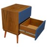 Mesa de Cabeceira Quarto Pés Palito Gaveteiro Madeira Peroba do Campo 60x45x35cm - Azul - 5