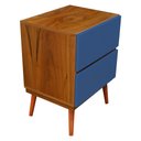 Ver imagem 1 de Mesa de Cabeceira Quarto Pés Palito Gaveteiro Madeira Peroba do Campo 60x45x35cm - Azul