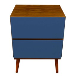 Mesa de Cabeceira Quarto Pés Palito Gaveteiro Madeira Peroba do Campo 60x45x35cm - Azul - 2