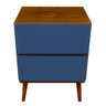 Mesa de Cabeceira Quarto Pés Palito Gaveteiro Madeira Peroba do Campo 60x45x35cm - Azul - 2