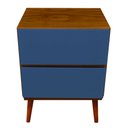 Ver imagem 2 de Mesa de Cabeceira Quarto Pés Palito Gaveteiro Madeira Peroba do Campo 60x45x35cm - Azul