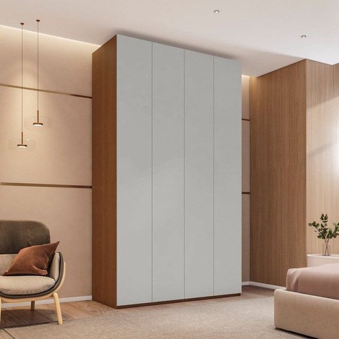 Guarda-Roupa 4 Portas e 3 Gavetas Freijo e Cinza Rio Yescasa