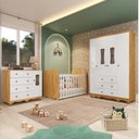 Ver imagem 1 de Quarto de Bebê Guarda Roupa 4 Portas 3 Gavetas, Cômoda 1 Porta e Berço 100% Mdf Lana Espresso Móveis