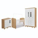 Ver imagem 3 de Quarto de Bebê Guarda Roupa 4 Portas 3 Gavetas, Cômoda 1 Porta e Berço 100% Mdf Lana Espresso Móveis