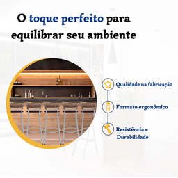 Kit 5 Banqueta Bistro para Cozinha Junco Cappuccino Àrea Gourmet Balcão Bancada bares Churrasqueira - 3