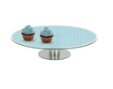 Ver imagem 1 de Prato de Bolo e Doces em Vidro com Pedestal em Aço Inox 30cm - Água