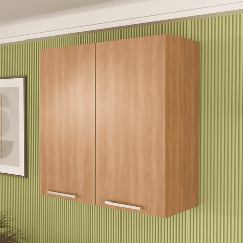 Armário Aéreo de Cozinha 80x80cm 2 Portas 2 Prateleiras Freijó Cz3115 Freijó