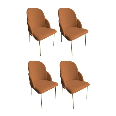 Kit 4 Cadeira Sala Jantar Ferro Champanhe Maitê Jvb Móveis: Terracota