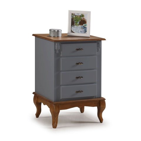 Mesa de Cabeceira Retrô 4 Gavetas Pés Luiz Xv 60404 Linz Móveis