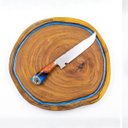 Ver imagem 1 de Kit Tábua Resina Azul + Faca Nossa Senhora 8" Gravação Nome