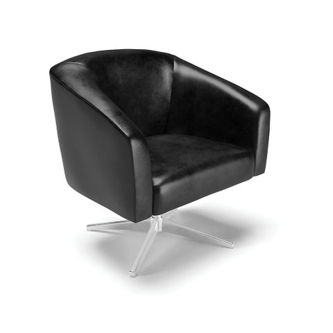 Poltrona Giratória Stella Corano Base Cromada - D’Rossi - Preto