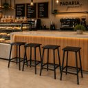 Ver imagem 3 de 4 Banquetas Bancada Balcão Baixas Moderna Cozinha Restaurante Reforçada