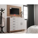 Ver imagem 1 de Cômoda Sapateira 2 Portas 5 Gavetas com Pés + Painel para Tv até 55 Polegadas Yescasa