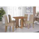 Ver imagem 1 de Conjunto: Mesa de Cozinha Flora Tampo Madeirado 95x95cm e 4 Cadeiras Maia Cinamomo - Cinamomo/suede