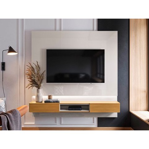 Painel para Tv Paris 1.80 Off White Perolizado/tauri Lukalian