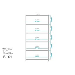 Estante Livreiro de Escritório BL01 c/ 4 Prateleiras Branco - BRV - 4