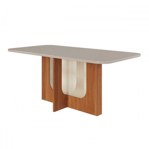 Mesa de Madeira Louise 180 com Vidro Cinamomo/off White - Cimol