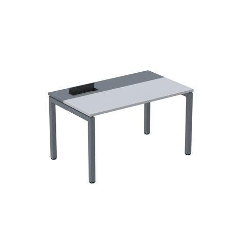Escrivaninha Mesa Escritório Plataforma para 1 Pessoa com Caixa de Tomada Psc 130cm Industrial Cinza e Grafito