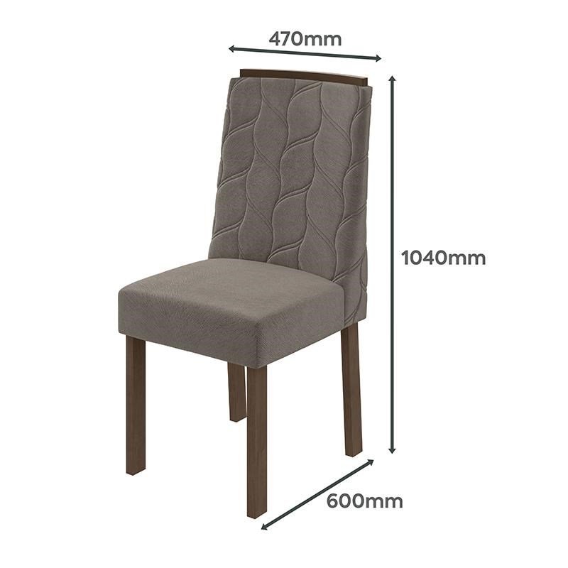 Conjunto 4 Cadeiras Astrid Imbuia/Suede Bege - Móveis Lopas - 4
