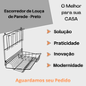 Escorredor de Louça Pratos Copos Parede Cozinha Suspenso Preto para 10 Pratos 5 Copos - 7