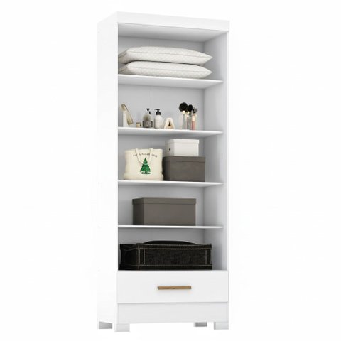 Módulo Closet 1 Gaveta Smart Versatile Espresso Móveis Branco
