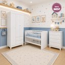 Ver imagem 1 de Quarto de Bebê Completo Berço Americano Cômoda Guarda-Roupa 3 Portas Gabi Yescasa