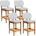 Ver imagem 1 de Kit 04 Banquetas Baixa Bar Cozinha E Sala De Jantar Fixa Betta L02 Imbuia Linho Cinza - Lyam Decor